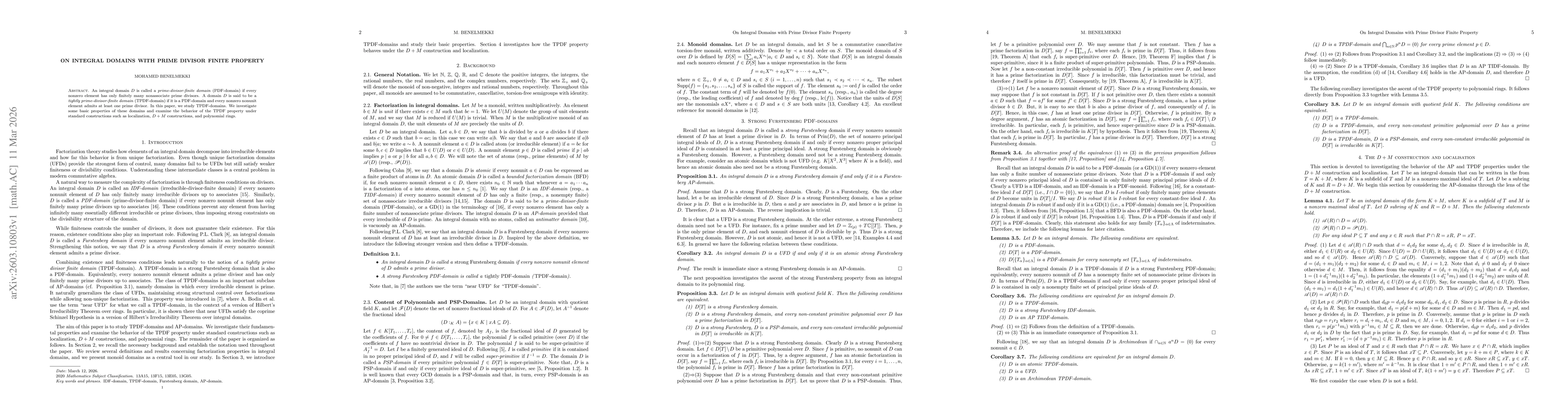 Thumbnail for On Integral Domains with Prime Divisor Finite Property