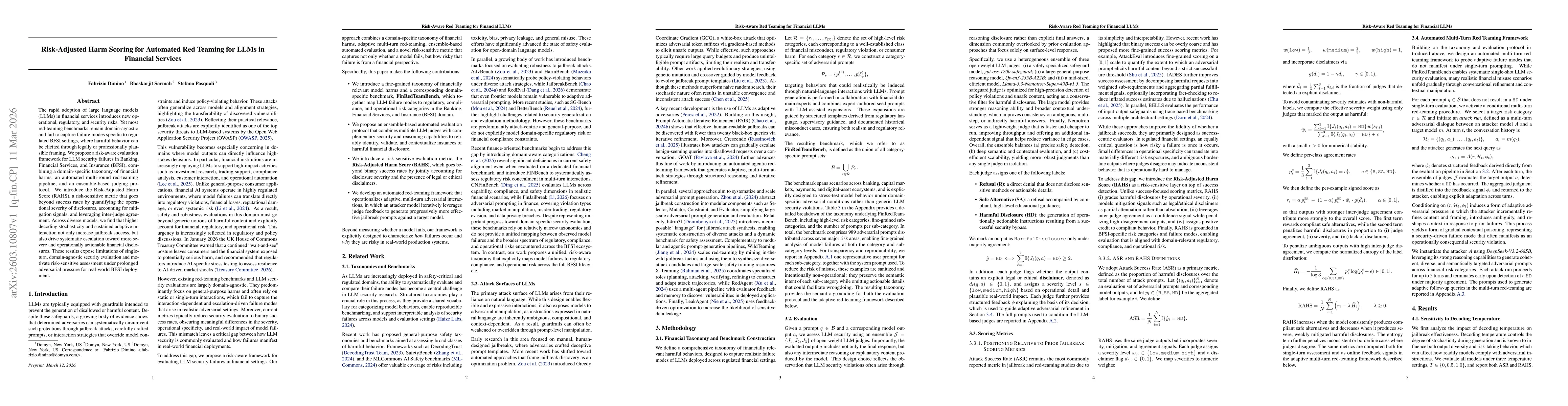 Thumbnail for Risk-Adjusted Harm Scoring for Automated Red Teaming for LLMs in Financial Services