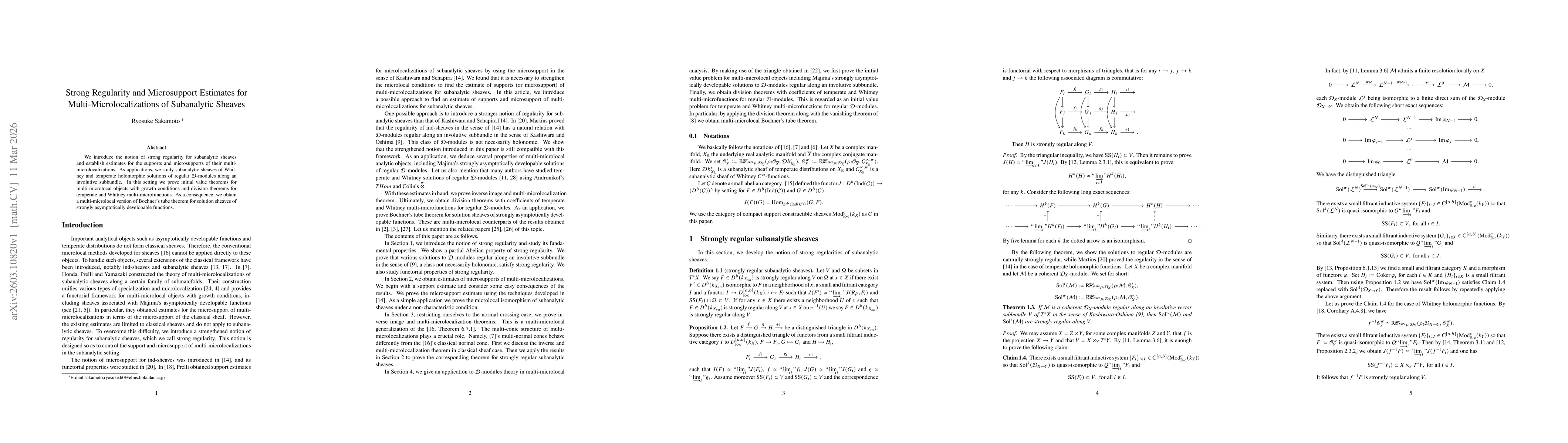 Thumbnail for Strong Regularity and Microsupport Estimates for Multi-Microlocalizations of Subanalytic Sheaves