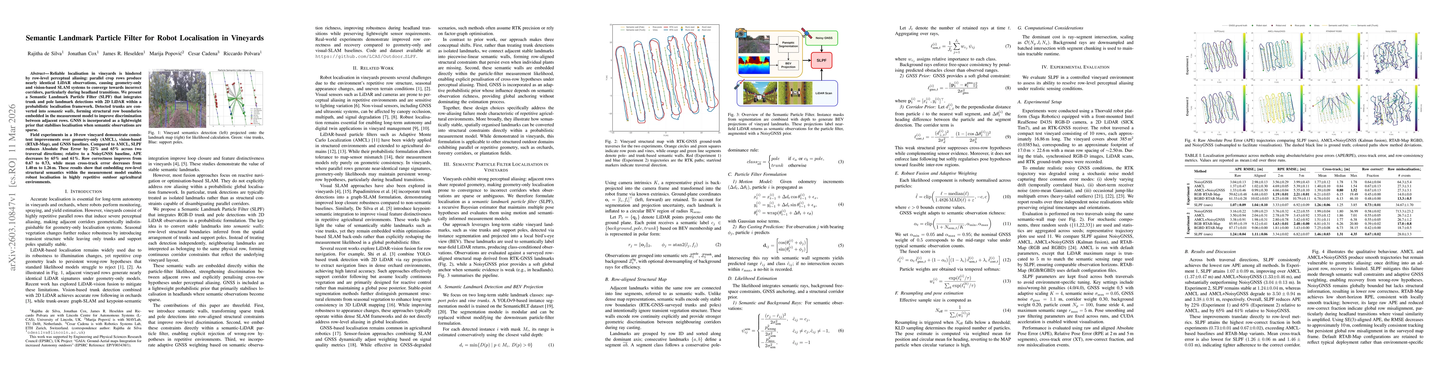 Thumbnail for Semantic Landmark Particle Filter for Robot Localisation in Vineyards