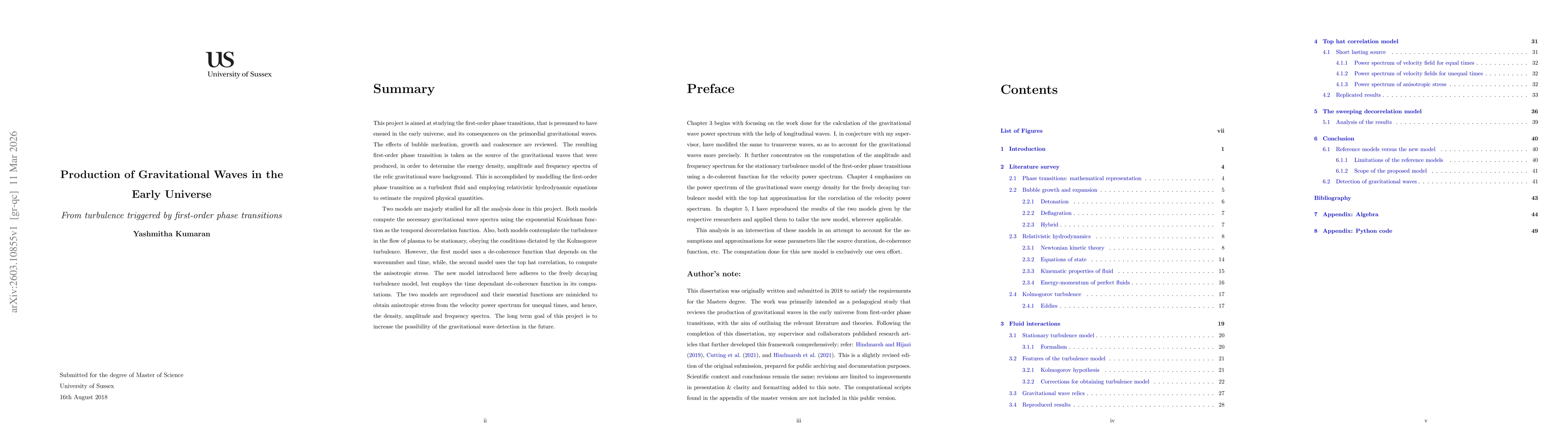 Thumbnail for Production of Gravitational Waves in the Early Universe From turbulence triggered by first-order phase transitions