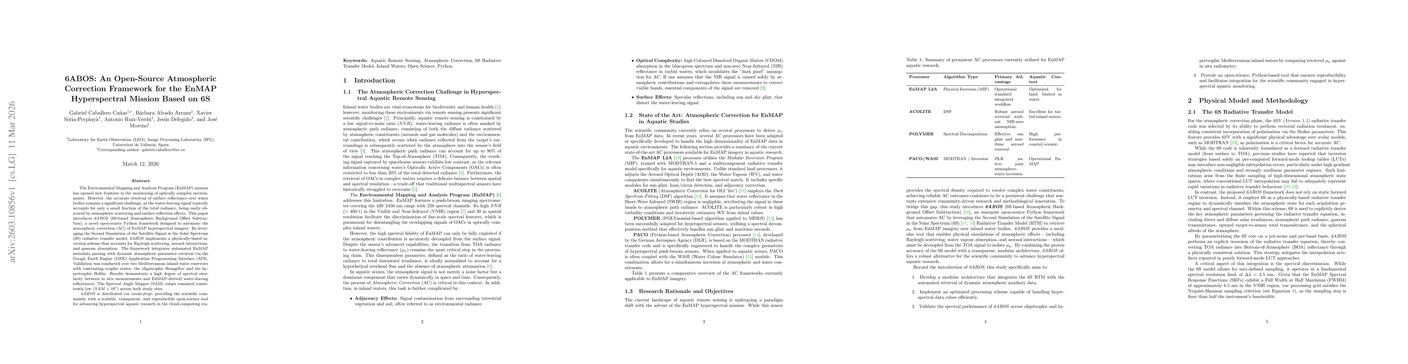 Thumbnail for 6ABOS: An Open-Source Atmospheric Correction Framework for the EnMAP Hyperspectral Mission Based on 6S