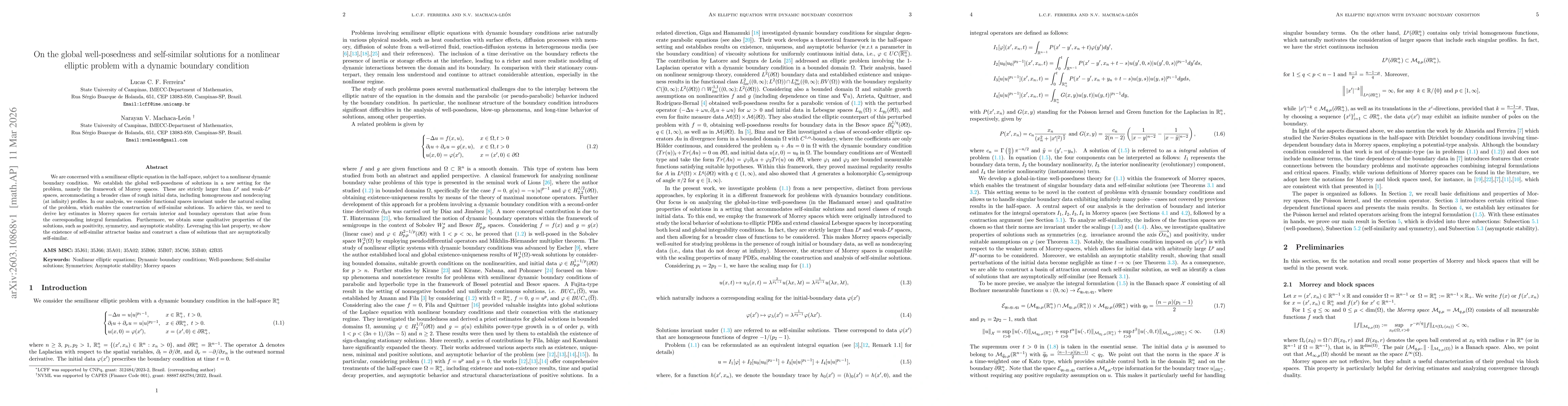 Thumbnail for On the global well-posedness and self-similar solutions for a nonlinear elliptic problem with a dynamic boundary condition