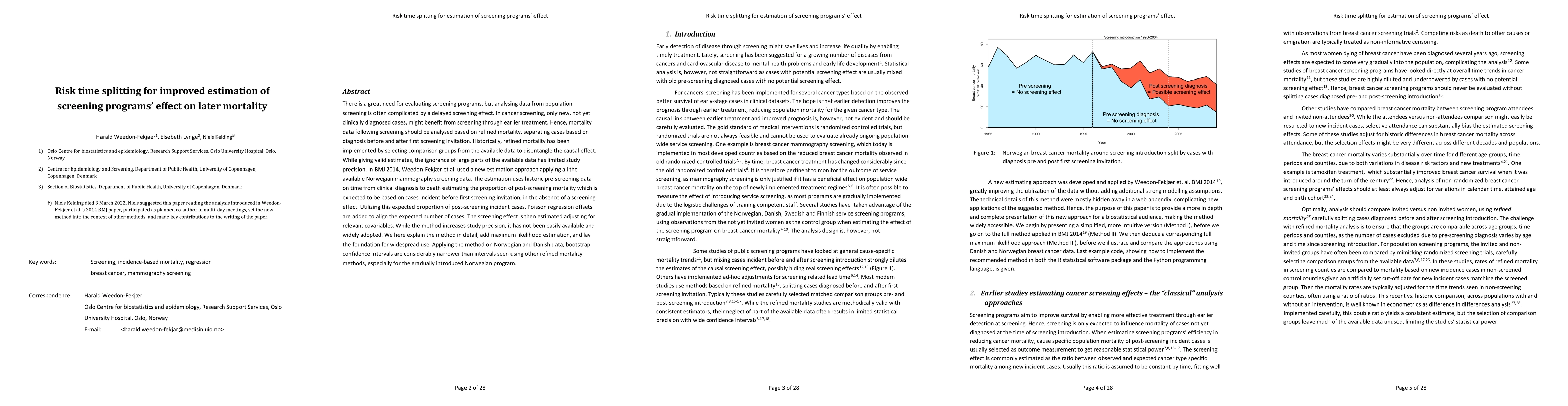 Thumbnail for Risk time splitting for improved estimation of screening programs effect on later mortality