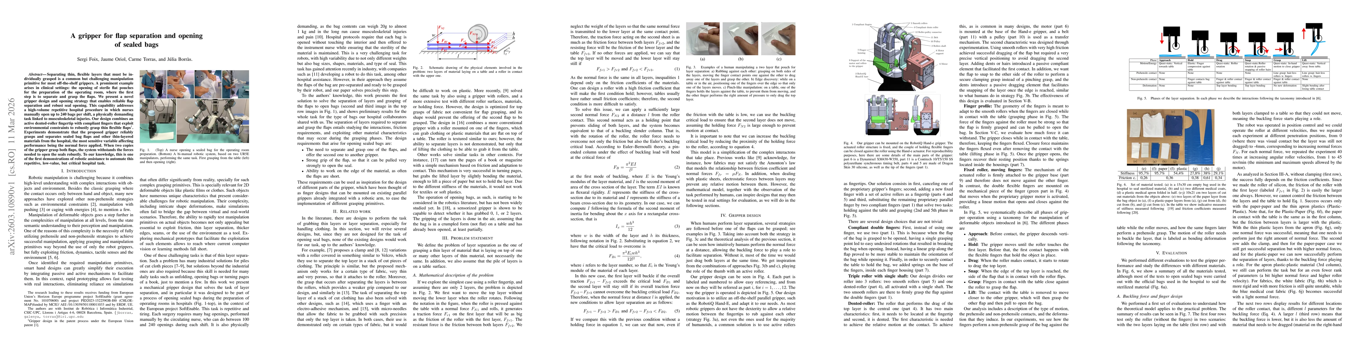 Thumbnail for A gripper for flap separation and opening of sealed bags