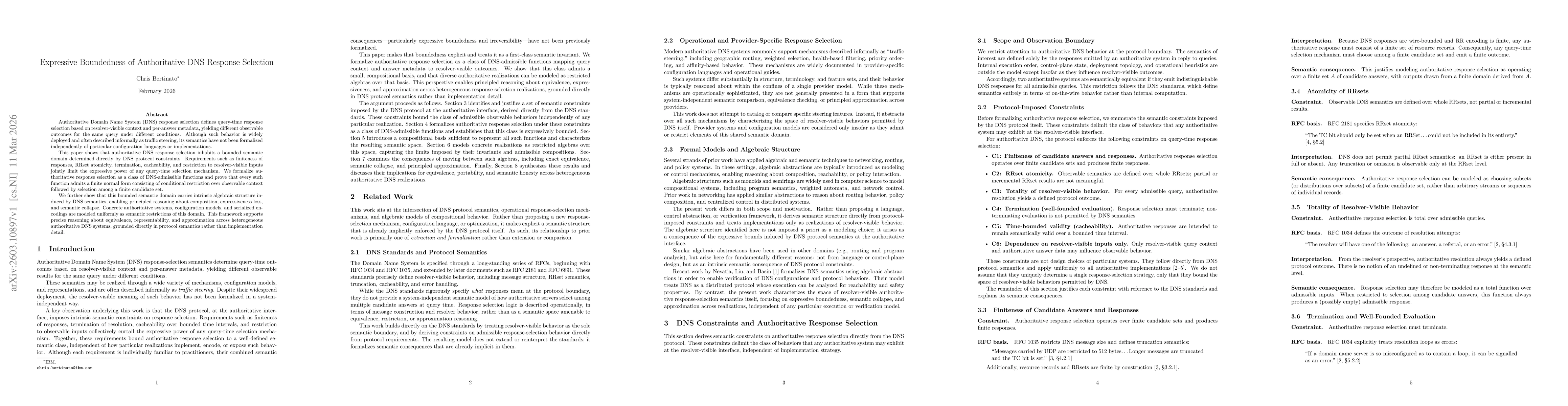 Thumbnail for Expressive Boundedness of Authoritative DNS Response Selection