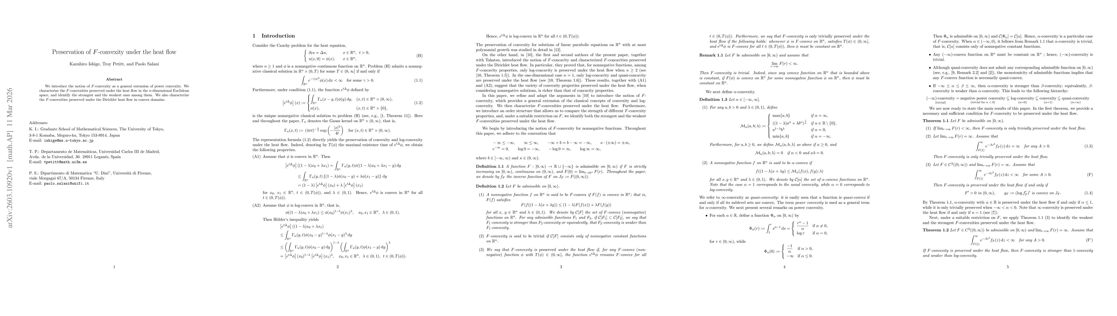 Thumbnail for Preservation of F-convexity under the heat flow