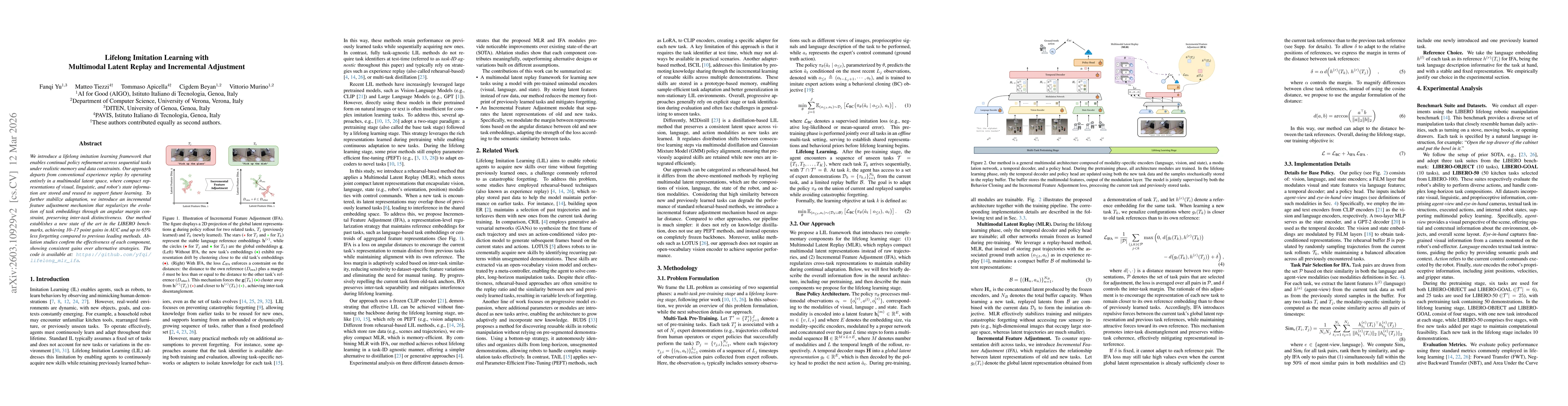 Thumbnail for Lifelong Imitation Learning with Multimodal Latent Replay and Incremental Adjustment