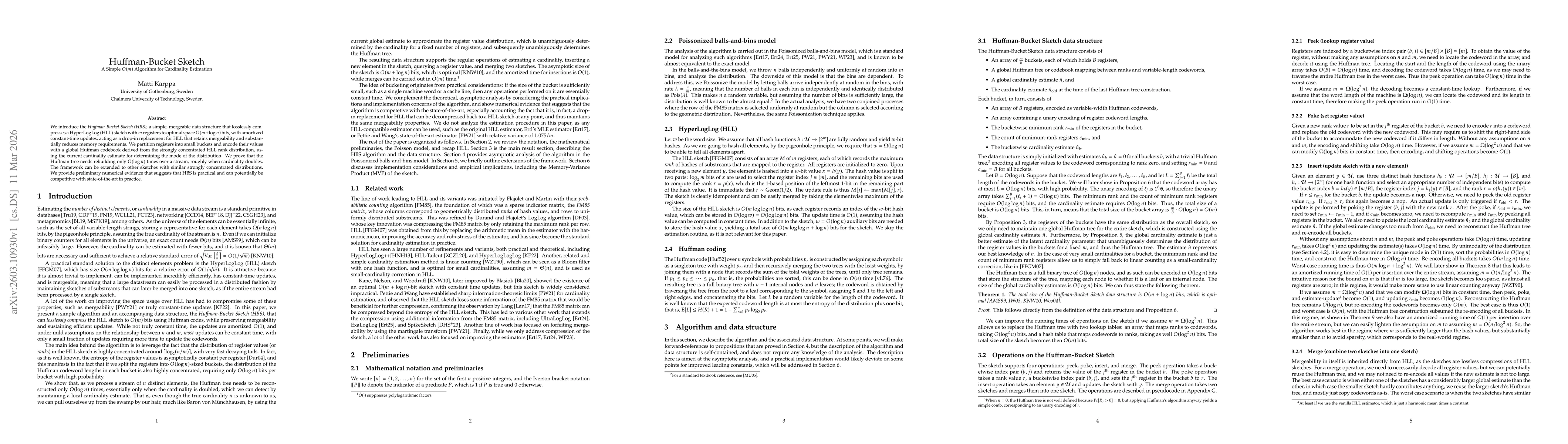 Thumbnail for Huffman-Bucket Sketch: A Simple $O(m)$ Algorithm for Cardinality Estimation