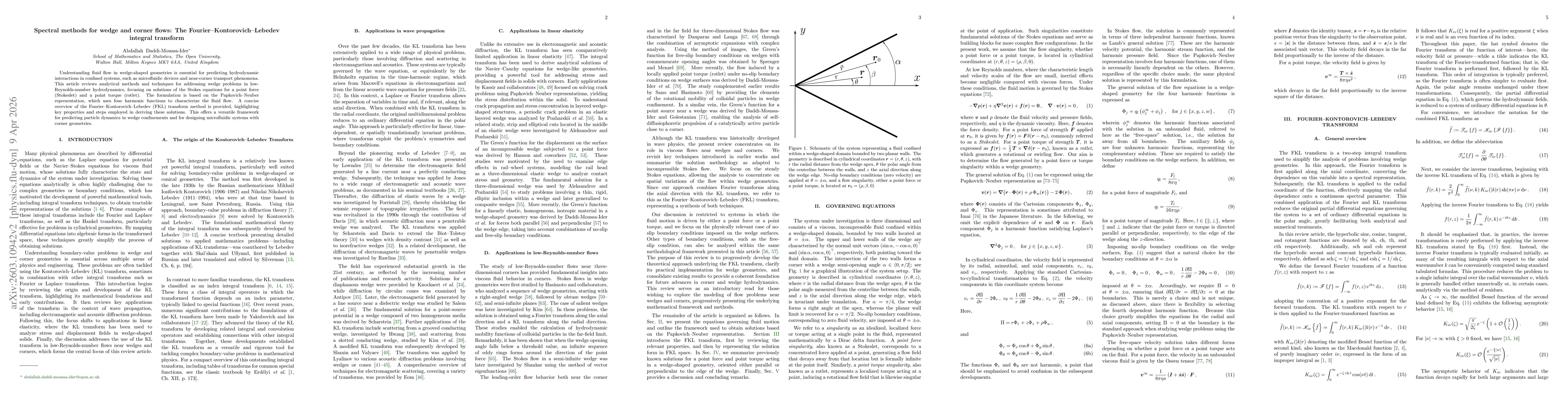 Thumbnail for Spectral methods for wedge and corner flows: The Fourier-Kontorovich-Lebedev integral transform