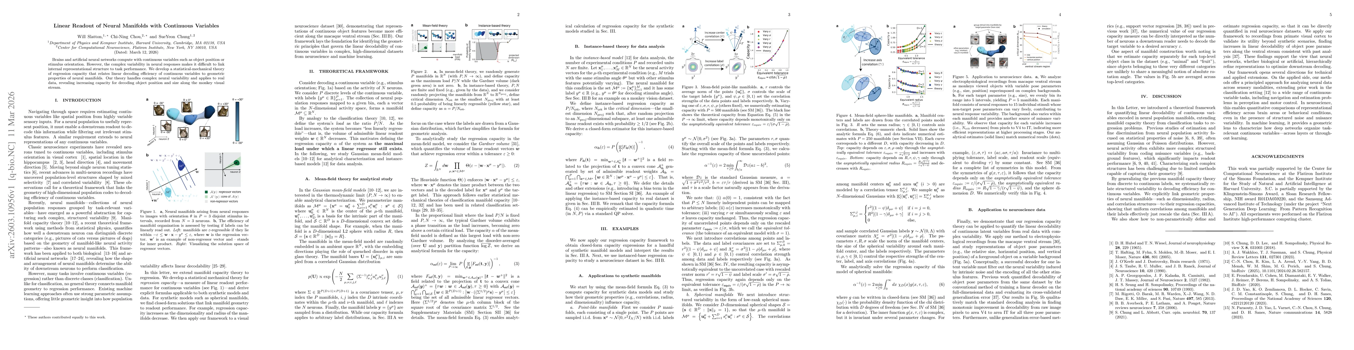 Thumbnail for Linear Readout of Neural Manifolds with Continuous Variables
