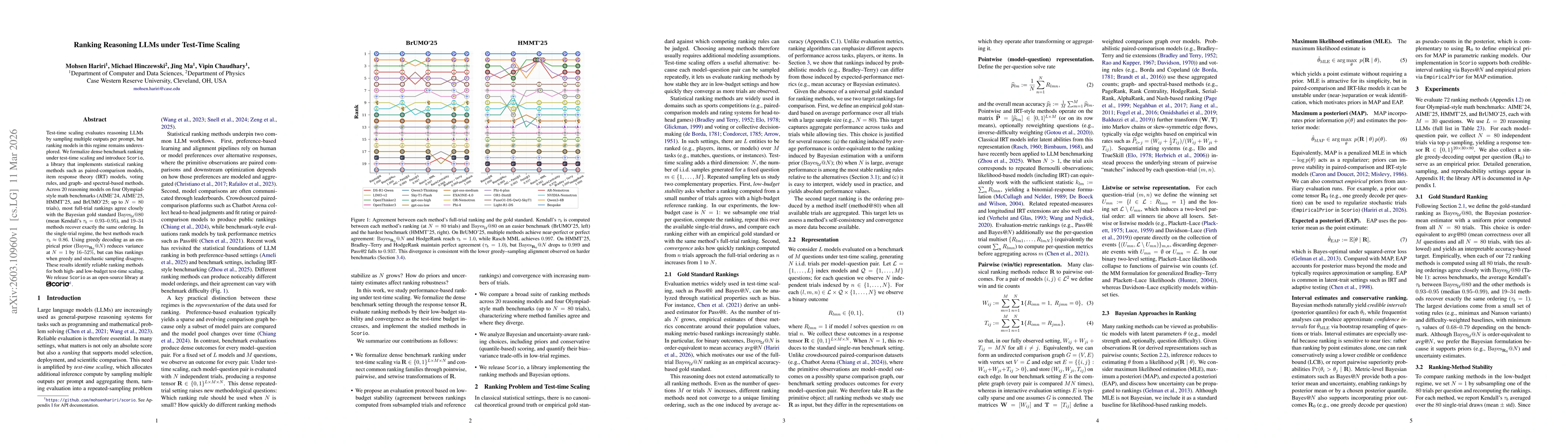 Thumbnail for Ranking Reasoning LLMs under Test-Time Scaling