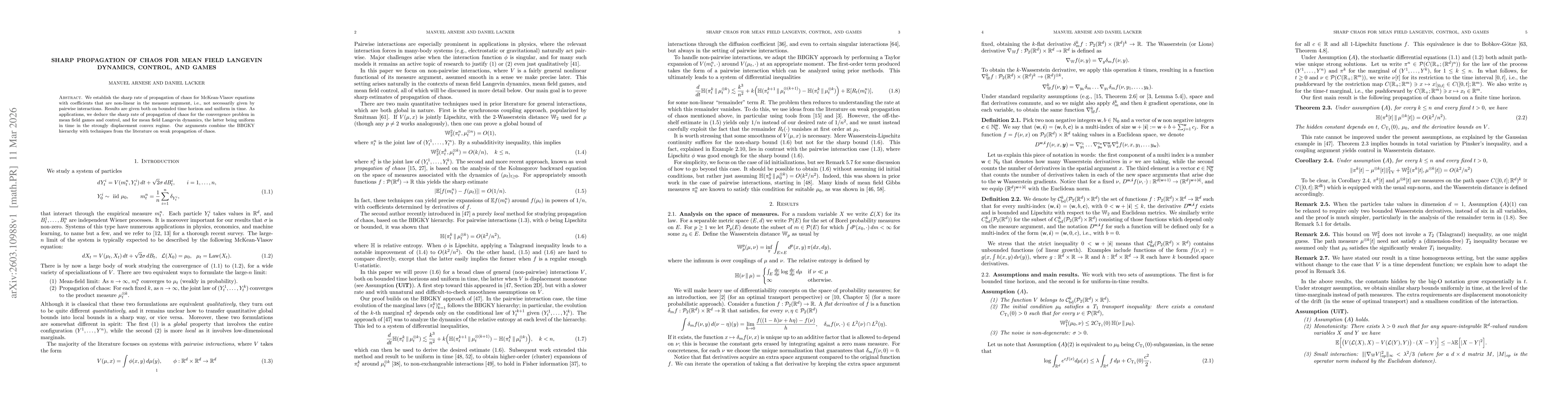 Thumbnail for Sharp propagation of chaos for mean field Langevin dynamics, control, and games