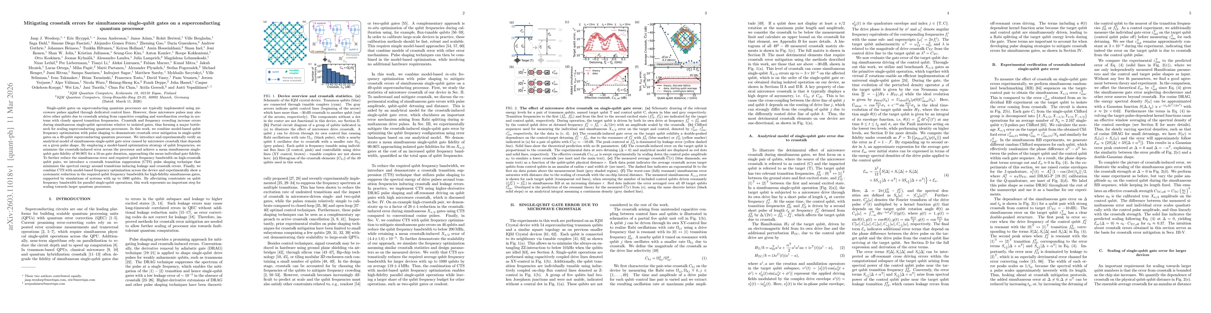 Thumbnail for Mitigating crosstalk errors for simultaneous single-qubit gates on a superconducting quantum processor