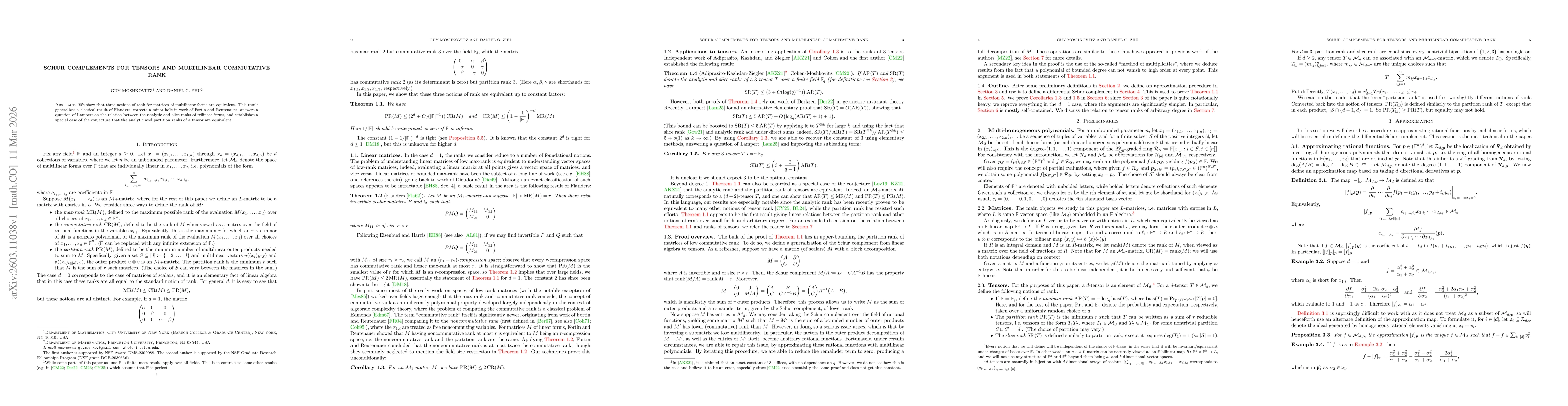 Thumbnail for Schur complements for tensors and multilinear commutative rank