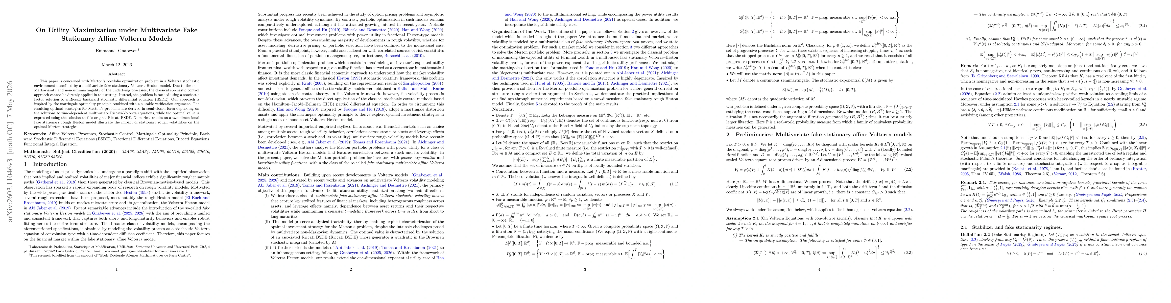 Thumbnail for On Utility Maximization under Multivariate Fake Stationary Affine Volterra Models
