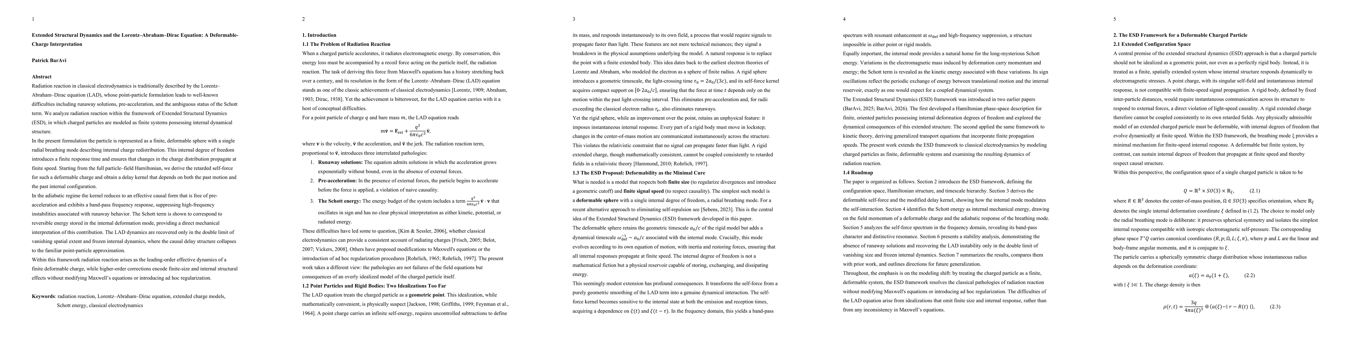 Thumbnail for Extended Structural Dynamics and the Lorentz Abraham Dirac Equation: A Deformable Charge Interpretation