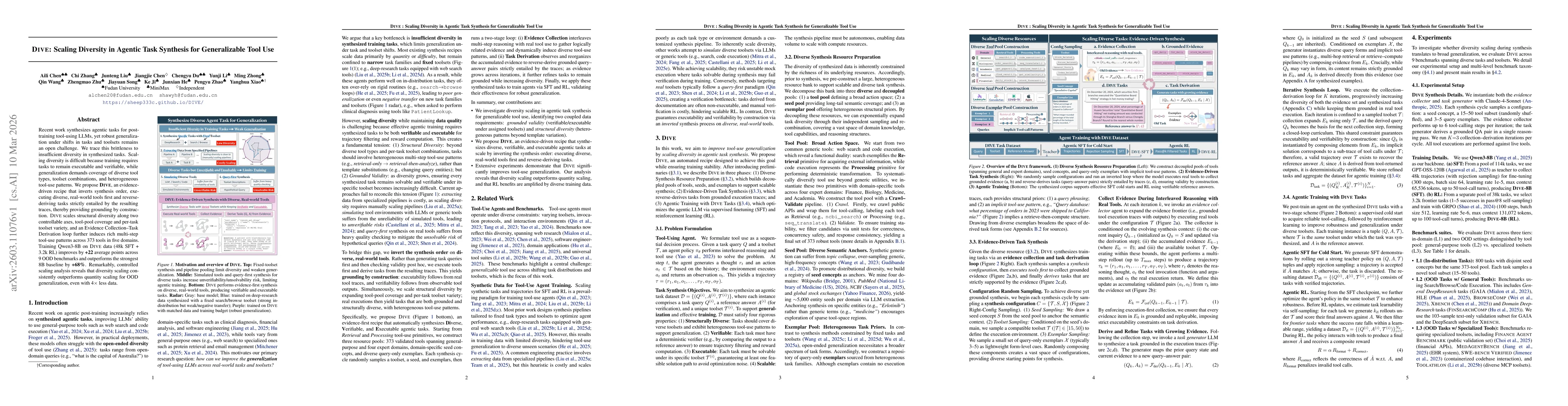Thumbnail for DIVE: Scaling Diversity in Agentic Task Synthesis for Generalizable Tool Use