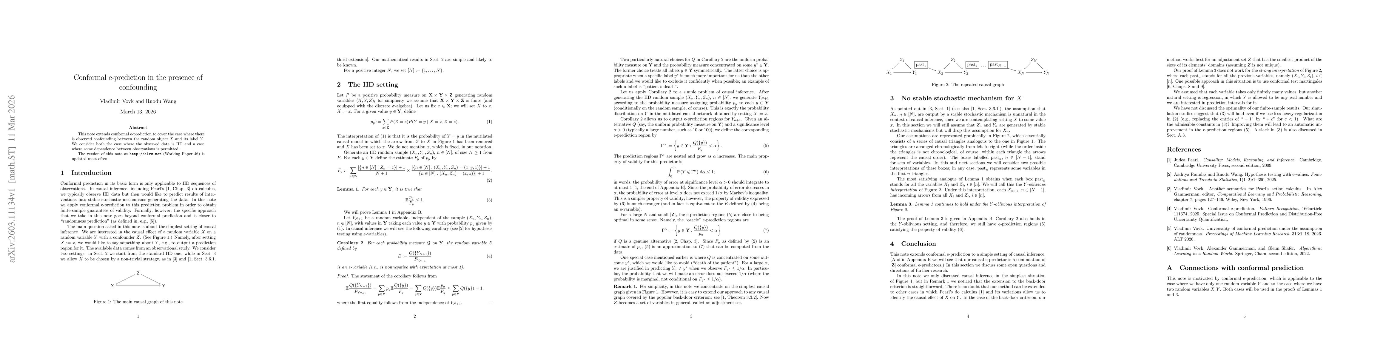 Thumbnail for Conformal e-prediction in the presence of confounding
