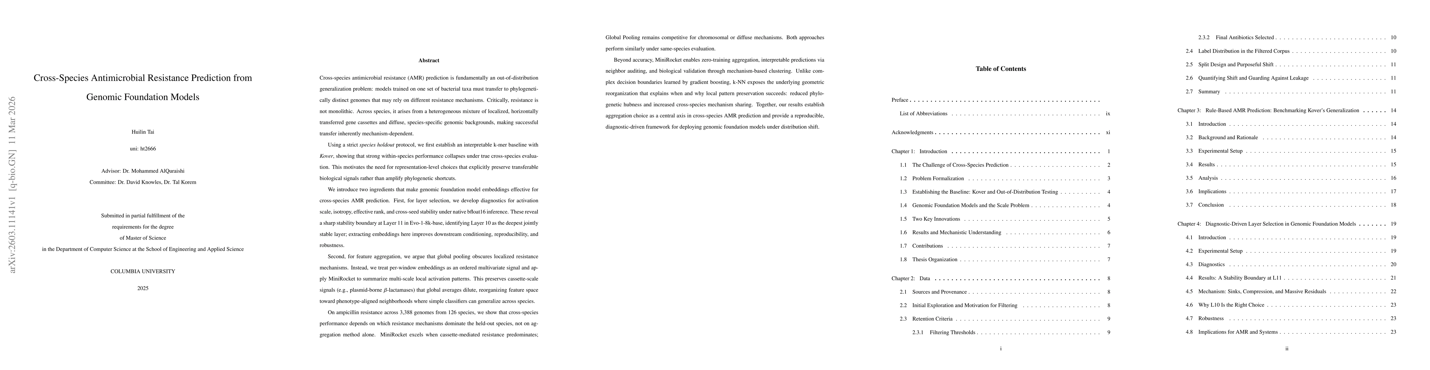 Thumbnail for Cross-Species Antimicrobial Resistance Prediction from Genomic Foundation Models