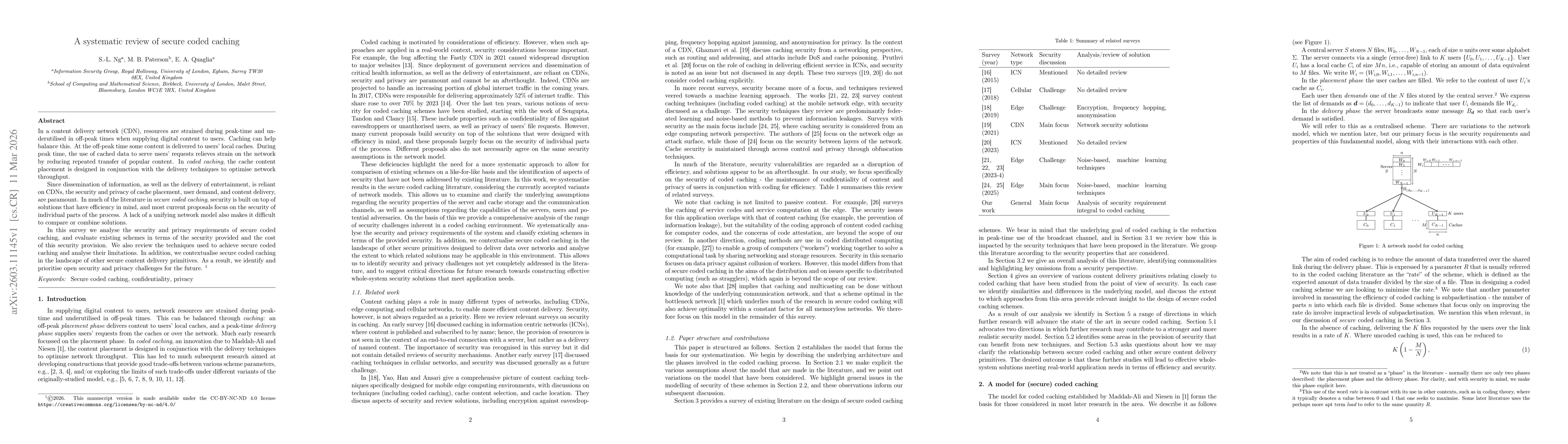 Thumbnail for A systematic review of secure coded caching