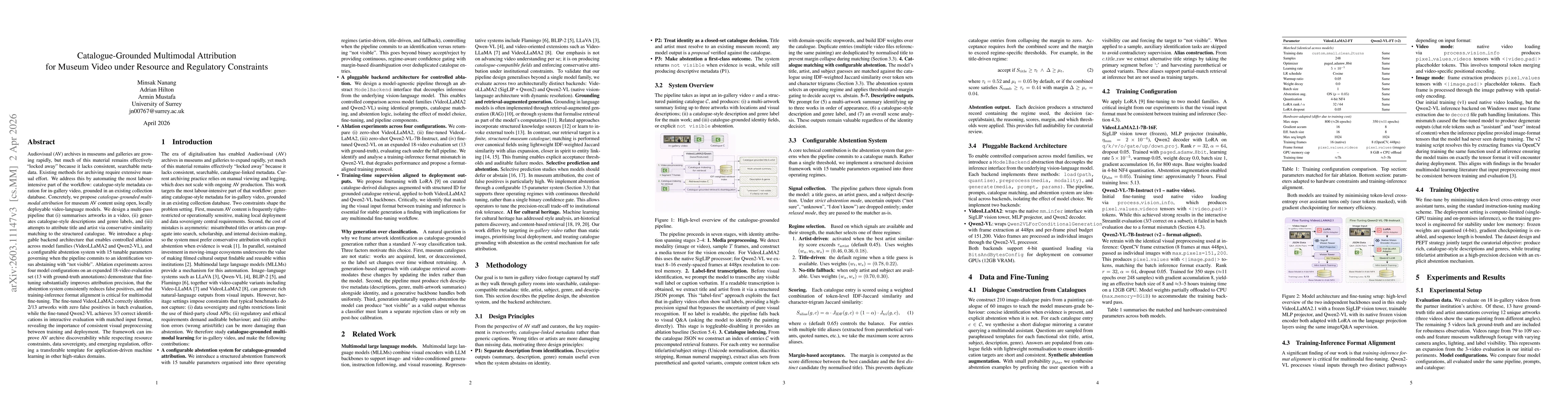 Thumbnail for Catalogue Grounded Multimodal Attribution for Museum Video under Resource and Regulatory Constraints