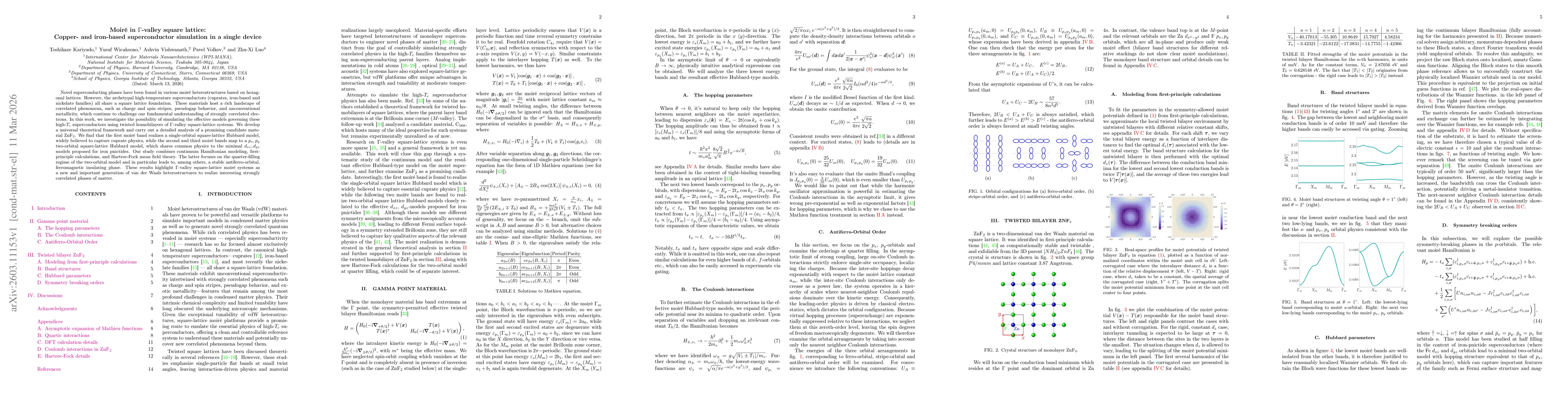 Thumbnail for Moiré in $Γ$-valley square lattice: Copper- and iron-based superconductor simulation in a single device