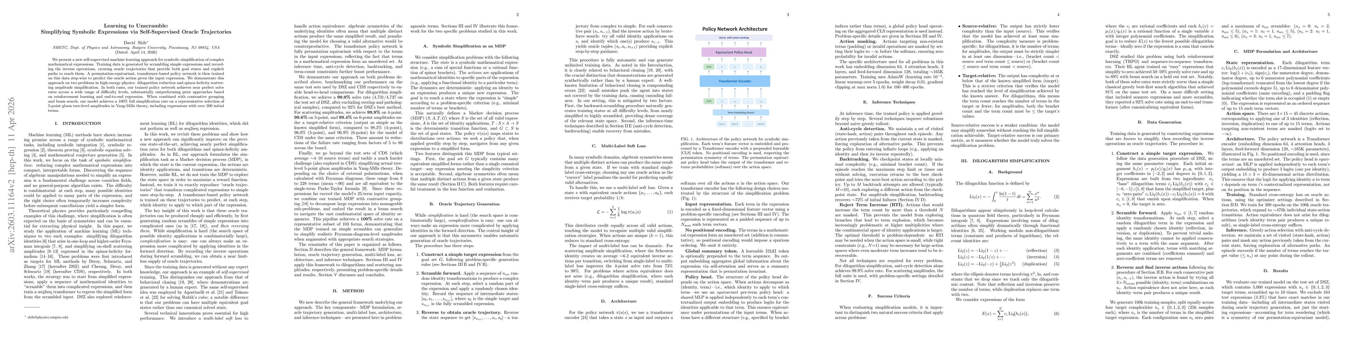 Thumbnail for Learning to Unscramble: Simplifying Symbolic Expressions via Self-Supervised Oracle Trajectories
