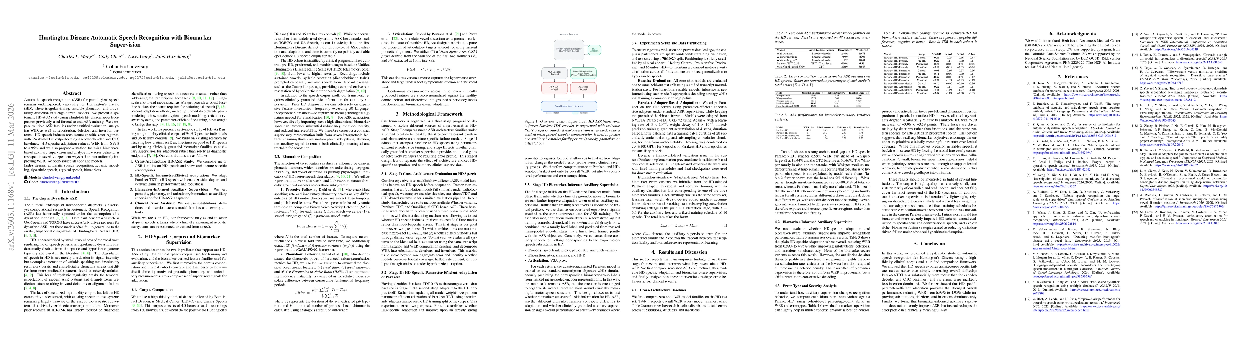 Thumbnail for Huntington Disease Automatic Speech Recognition with Biomarker Supervision