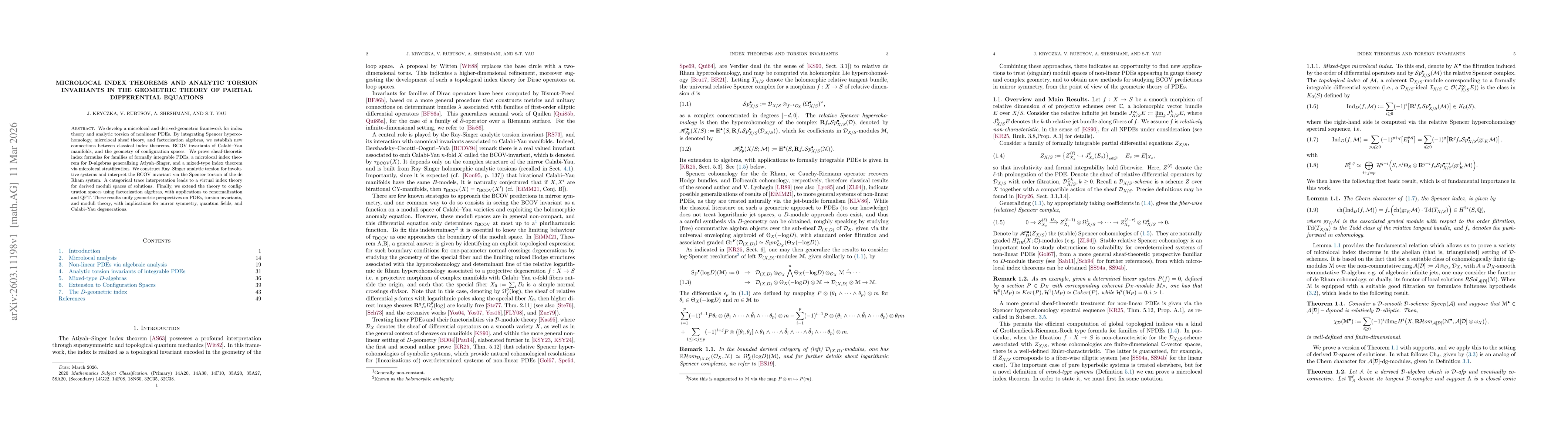 Thumbnail for Microlocal index theorems and analytic torsion invariants in the geometric theory of partial differential equations