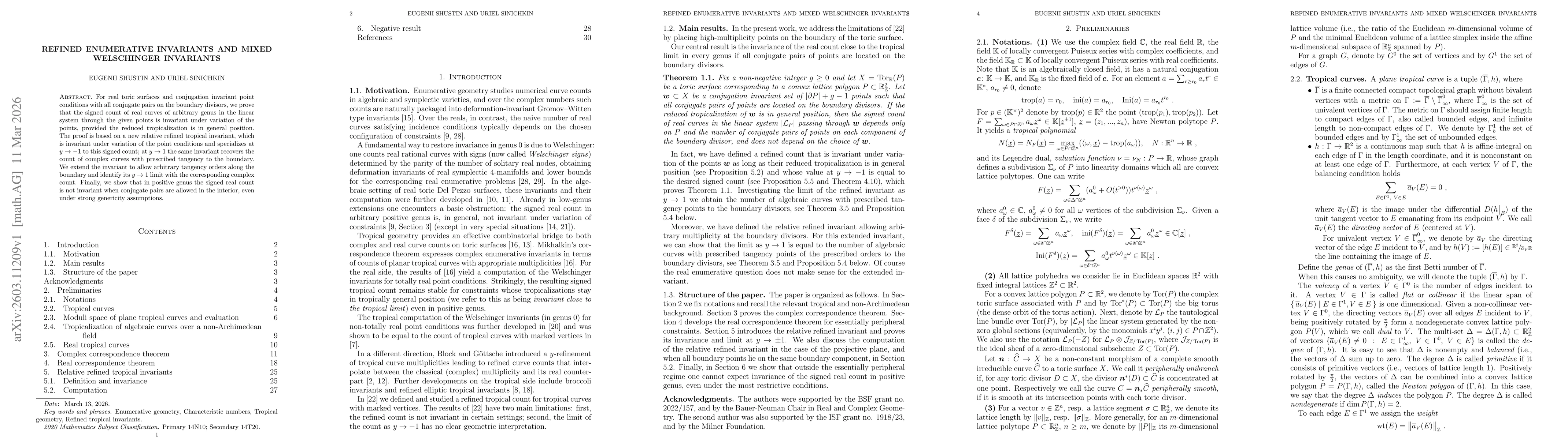 Thumbnail for Refined enumerative invariants and mixed Welschinger invariants