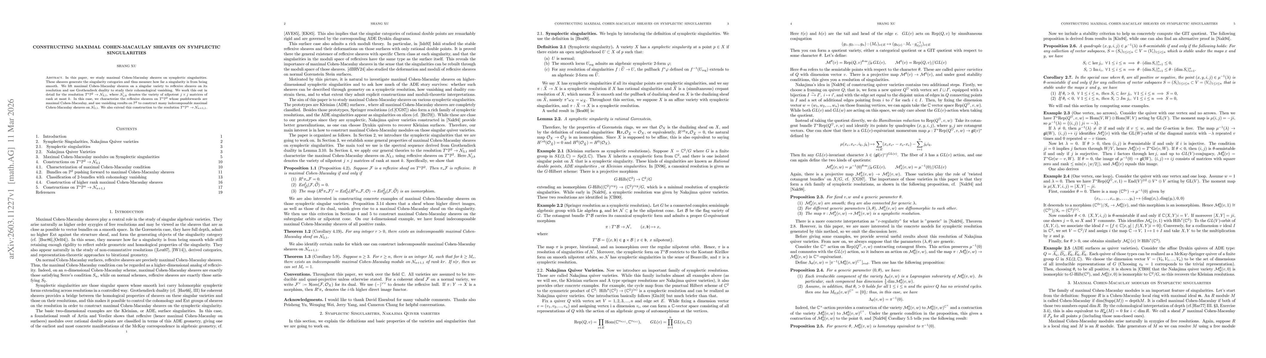 Thumbnail for Constructing Maximal Cohen-Macaulay Sheaves on Symplectic Singularities