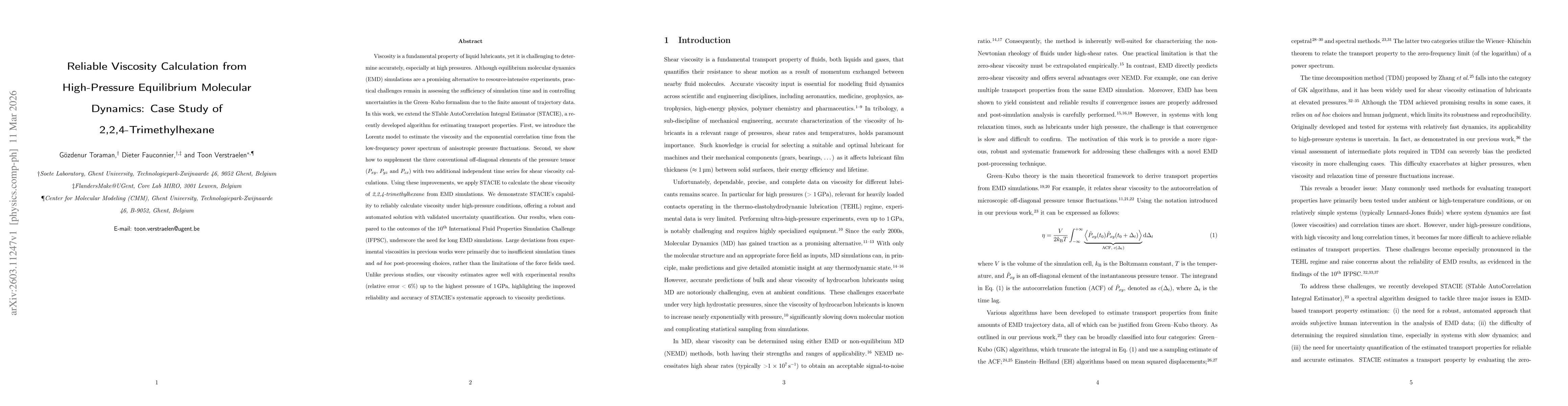 Thumbnail for Reliable Viscosity Calculation from High-Pressure Equilibrium Molecular Dynamics: Case Study of 2,2,4-Trimethylhexane