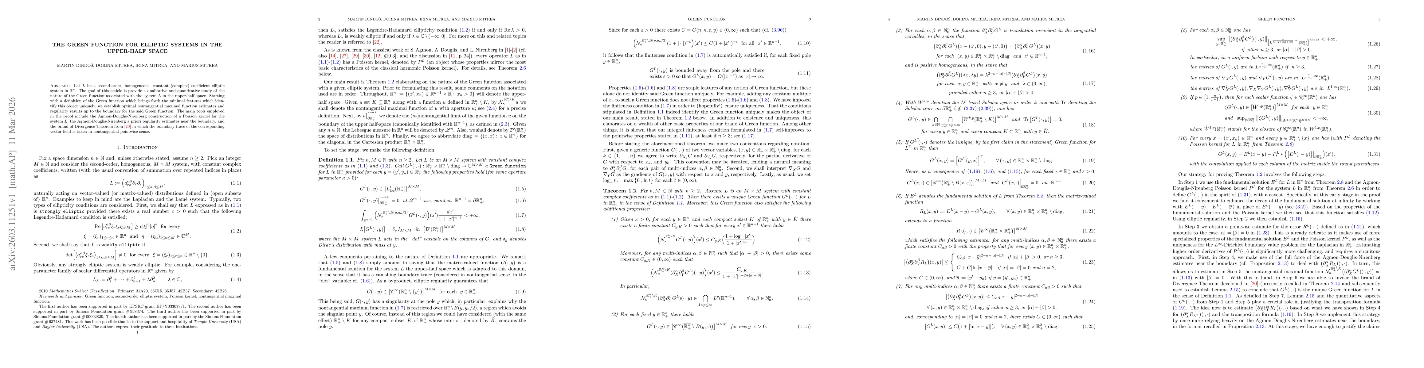 Thumbnail for The Green Function for Elliptic Systems in the Upper-Half Space
