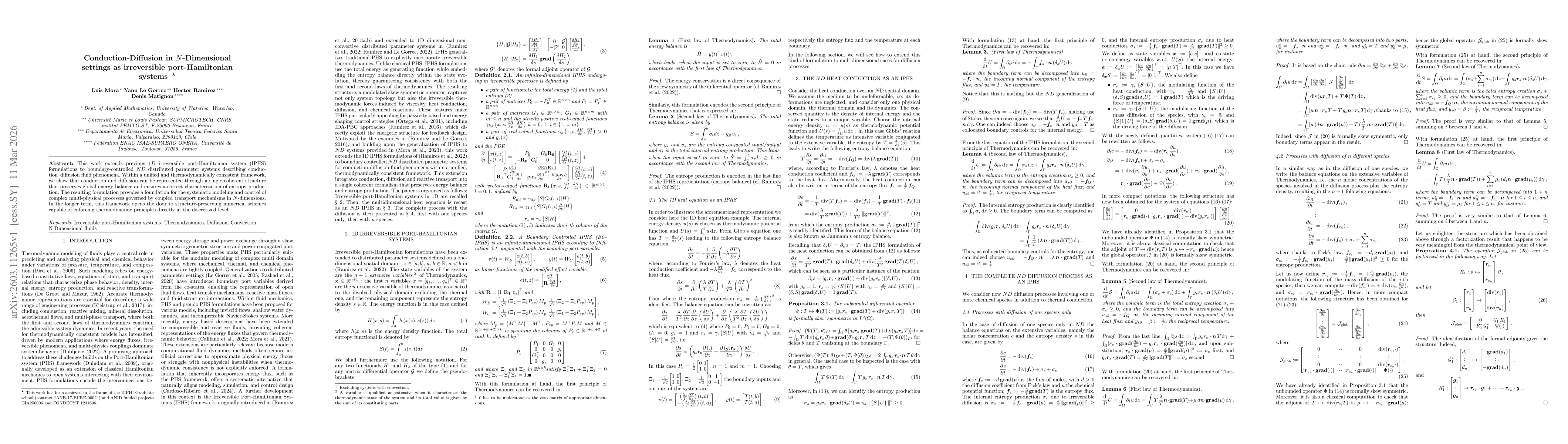 Thumbnail for Conduction-Diffusion in N-Dimensional settings as irreversible port-Hamiltonian systems