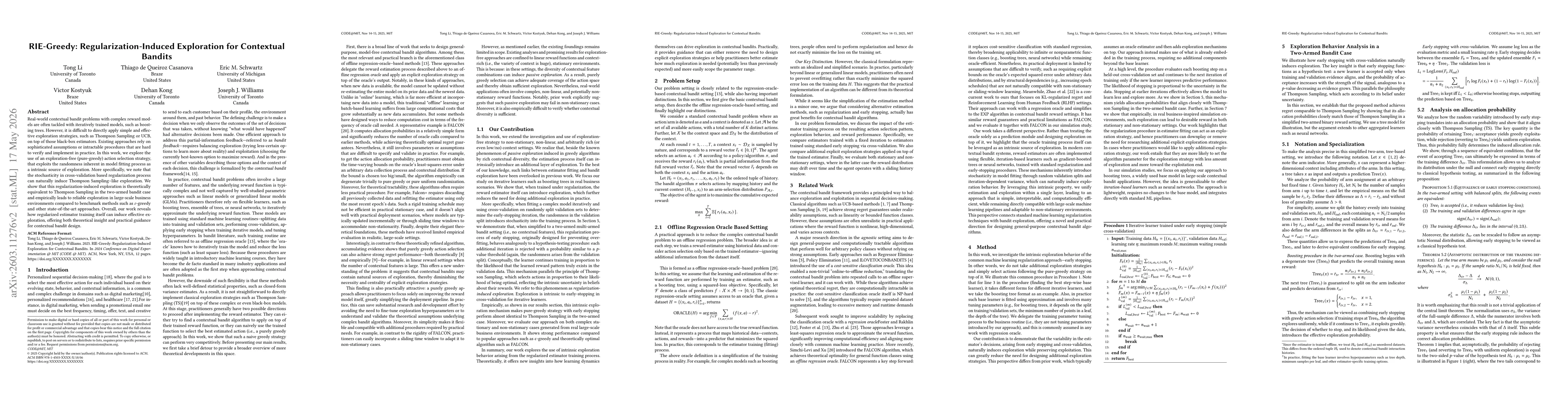 Thumbnail for RIE-Greedy: Regularization-Induced Exploration for Contextual Bandits
