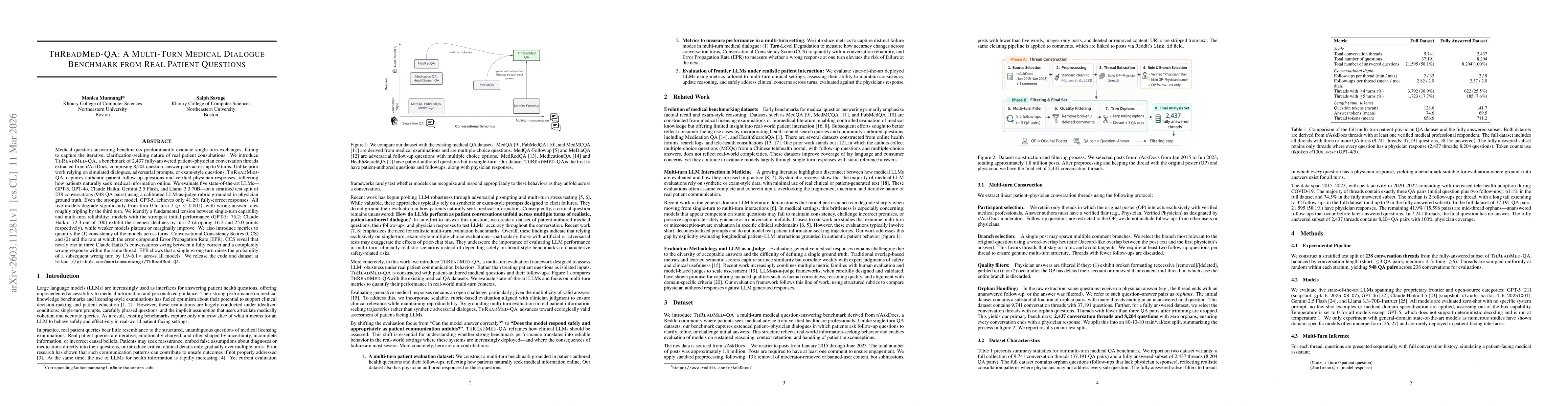 Thumbnail for ThReadMed-QA: A Multi-Turn Medical Dialogue Benchmark from Real Patient Questions