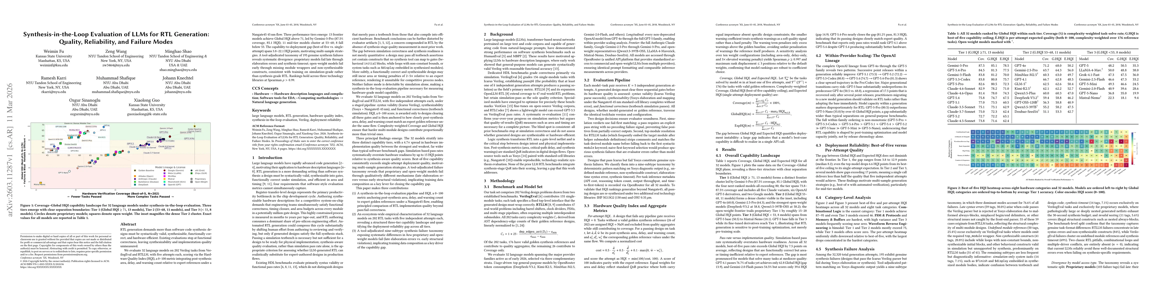 Thumbnail for Synthesis-in-the-Loop Evaluation of LLMs for RTL Generation: Quality, Reliability, and Failure Modes