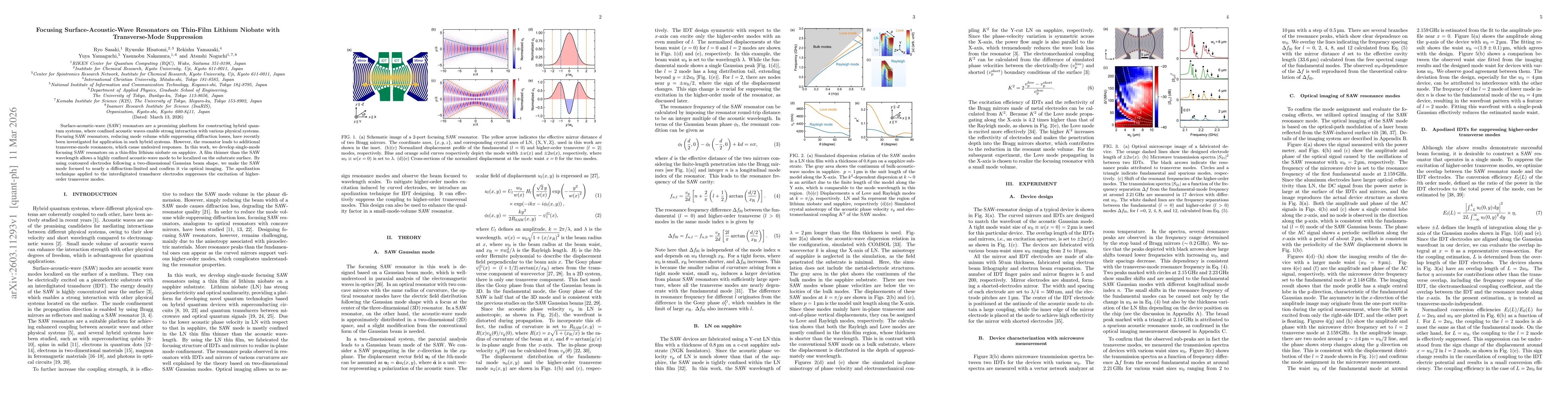 Thumbnail for Focusing Surface-Acoustic-Wave Resonators on Thin-Film Lithium Niobate with Transverse-Mode Suppression
