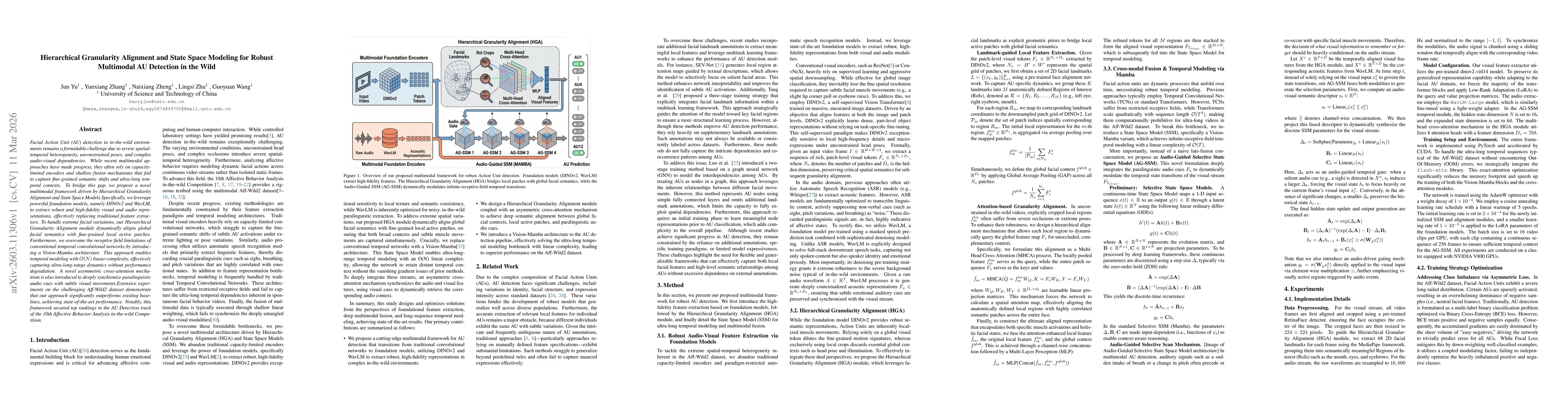 Thumbnail for Hierarchical Granularity Alignment and State Space Modeling for Robust Multimodal AU Detection in the Wild