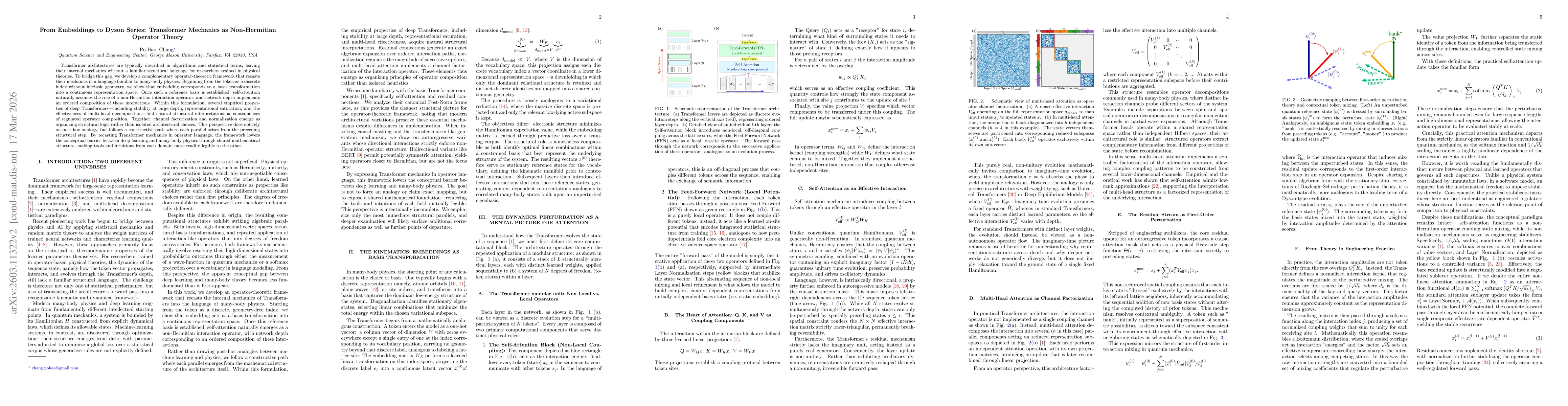 Thumbnail for From Embeddings to Dyson Series: Transformer Mechanics as Non-Hermitian Operator Theory