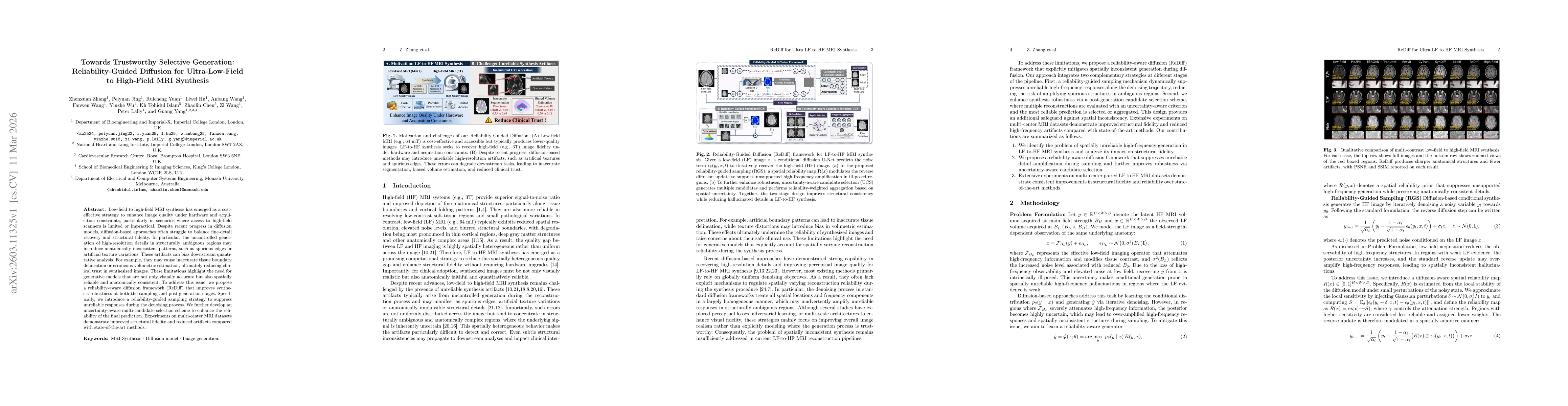 Thumbnail for Towards Trustworthy Selective Generation: Reliability-Guided Diffusion for Ultra-Low-Field to High-Field MRI Synthesis