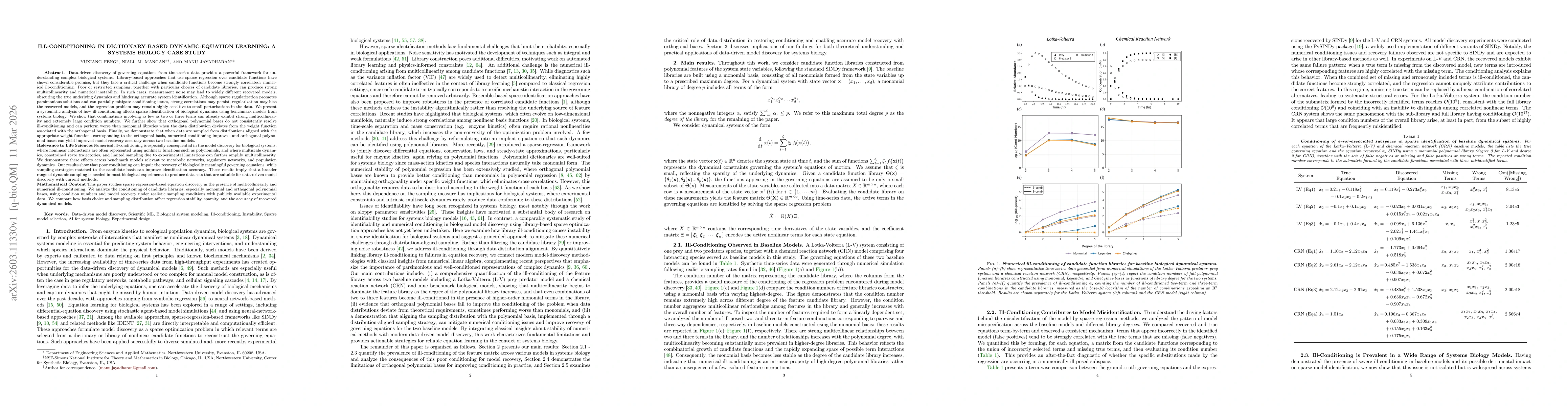 Thumbnail for Ill-Conditioning in Dictionary-Based Dynamic-Equation Learning: A Systems Biology Case Study