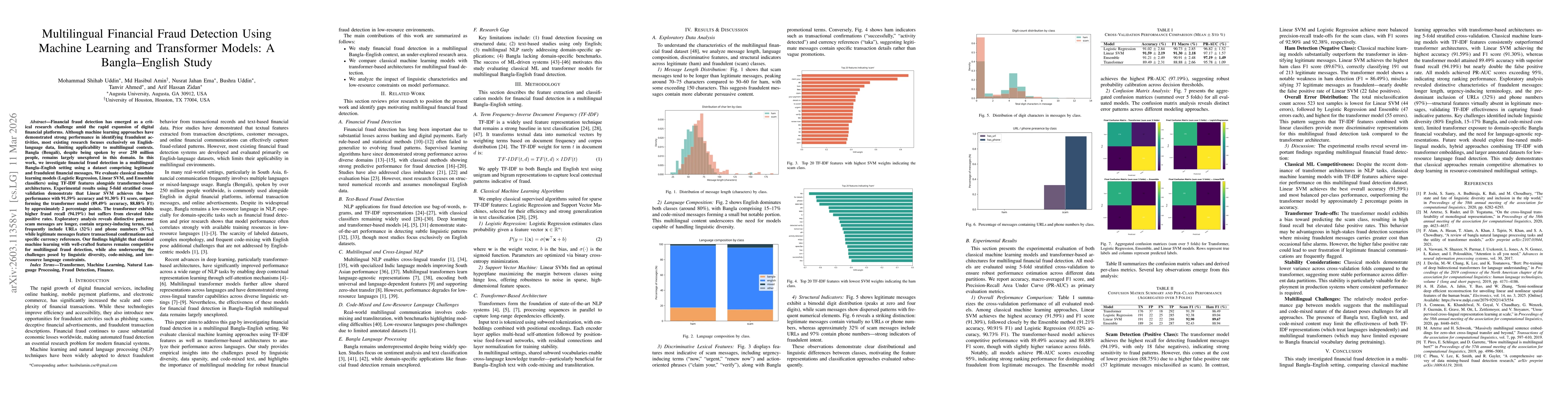 Thumbnail for Multilingual Financial Fraud Detection Using Machine Learning and Transformer Models: A Bangla-English Study