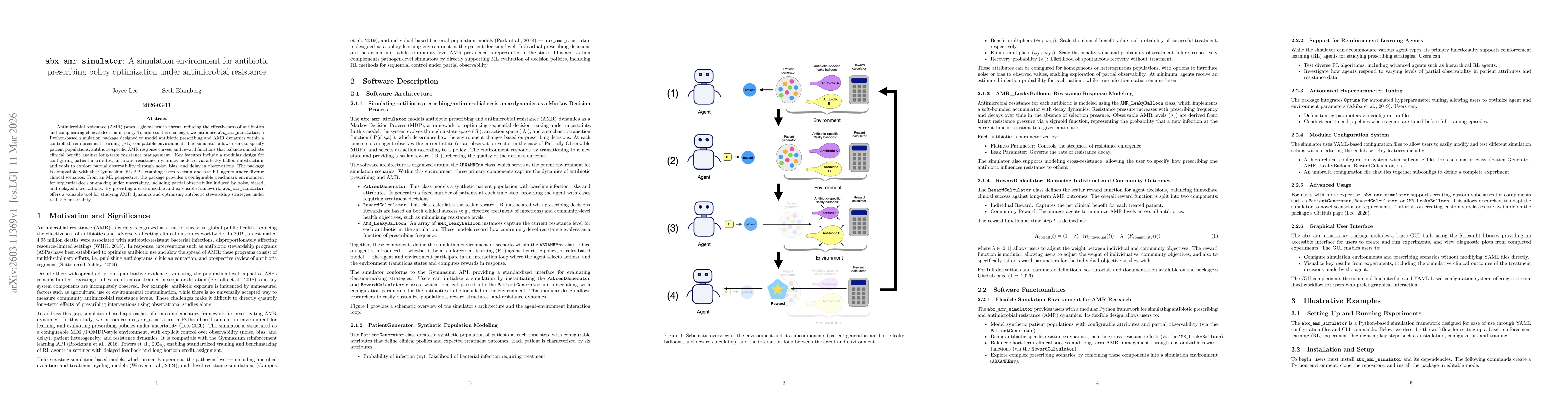 Thumbnail for abx_amr_simulator: A simulation environment for antibiotic prescribing policy optimization under antimicrobial resistance
