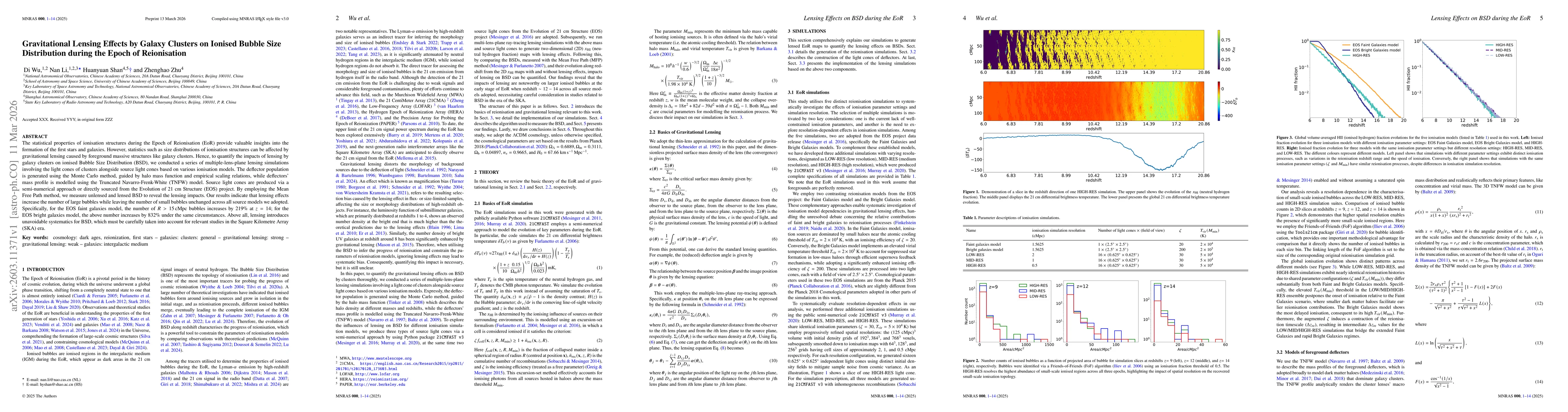 Thumbnail for Gravitational Lensing Effects by Galaxy Clusters on Ionised Bubble Size Distribution during the Epoch of Reionisation