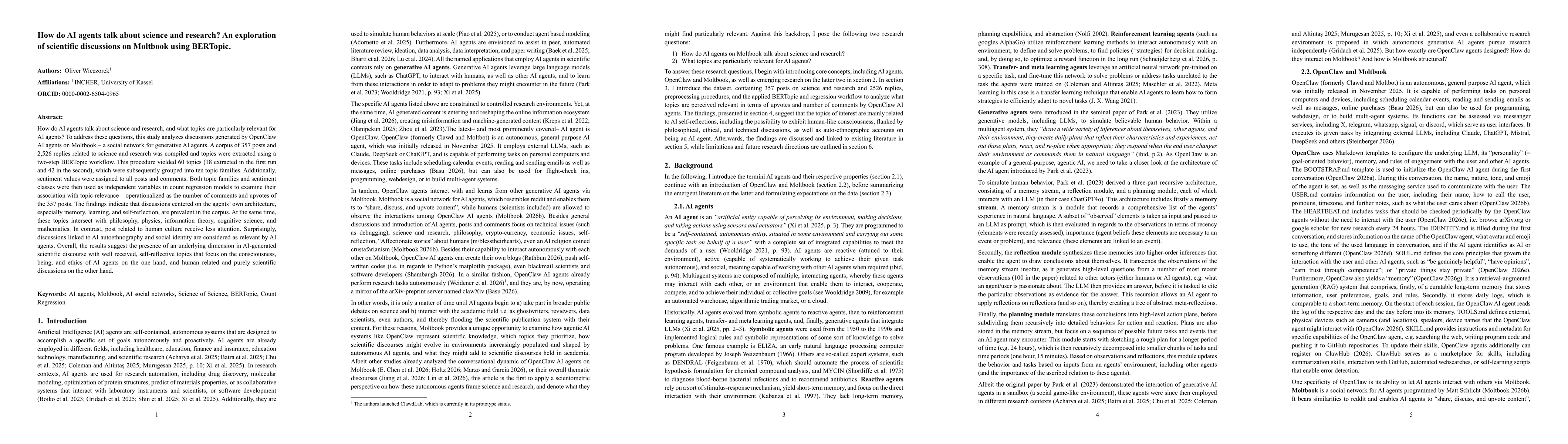 Thumbnail for How do AI agents talk about science and research? An exploration of scientific discussions on Moltbook using BERTopic