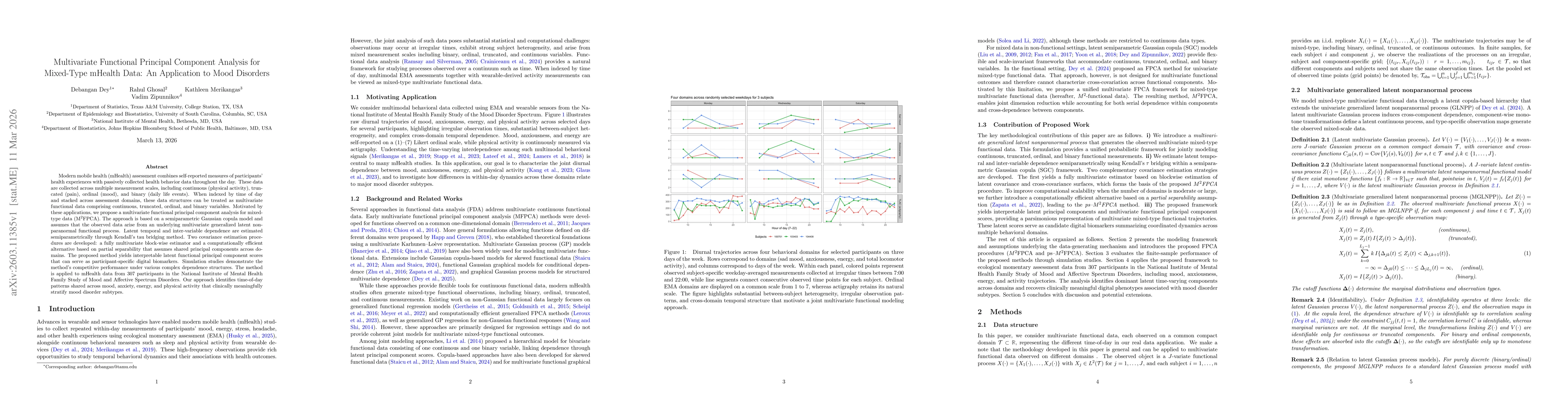 Thumbnail for Multivariate Functional Principal Component Analysis for Mixed-Type mHealth Data: An Application to Mood Disorders