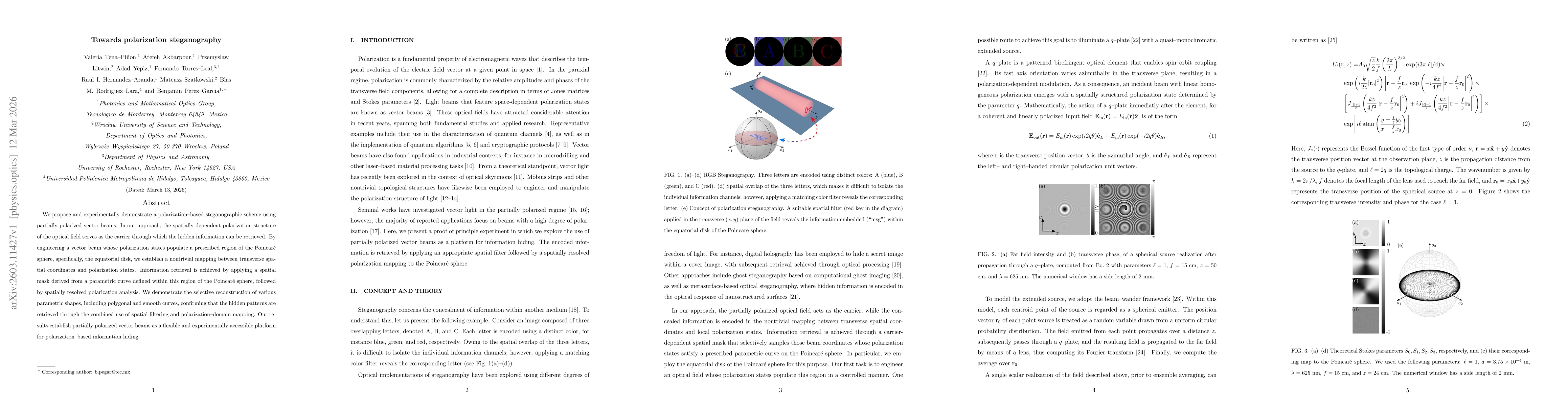 Thumbnail for Towards polarization steganography