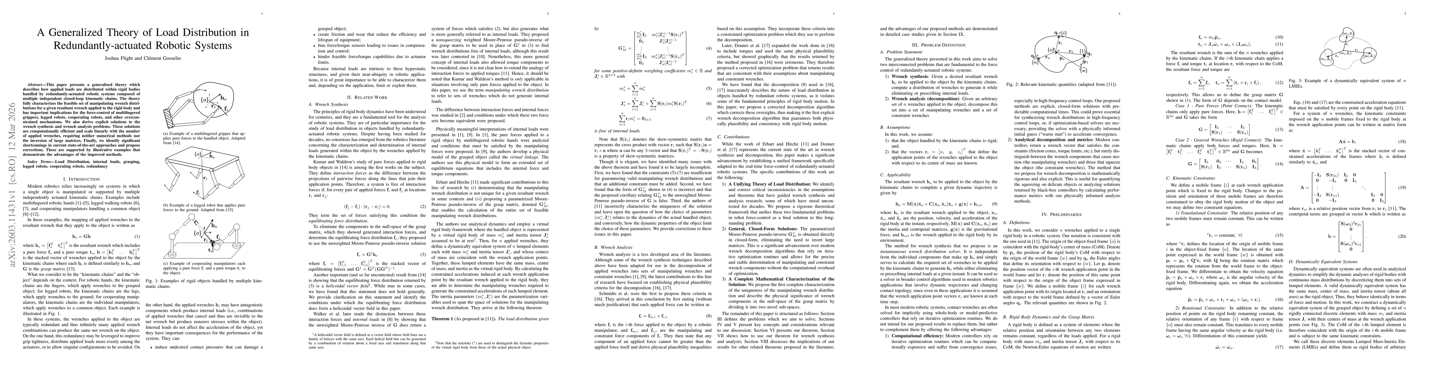 Thumbnail for A Generalized Theory of Load Distribution in Redundantly-actuated Robotic Systems
